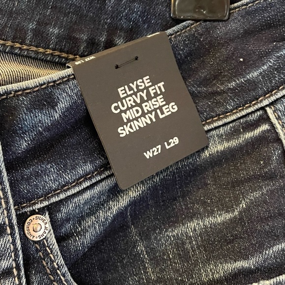 NWT Silver Denim Curvy Fit Mid Size Skinny Jeans Size 27 - Picture 2 of 12